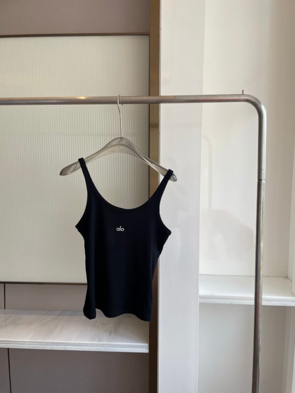 Alo letras impressas stretch thread malha halter vest casual esportes magro slim beleza volta leggings top