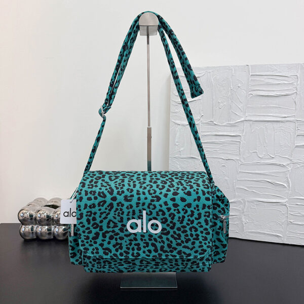 alo leopard Print Messenger bag for women, American retro casual schoolbag, canvas single-shoulder crossbody bag