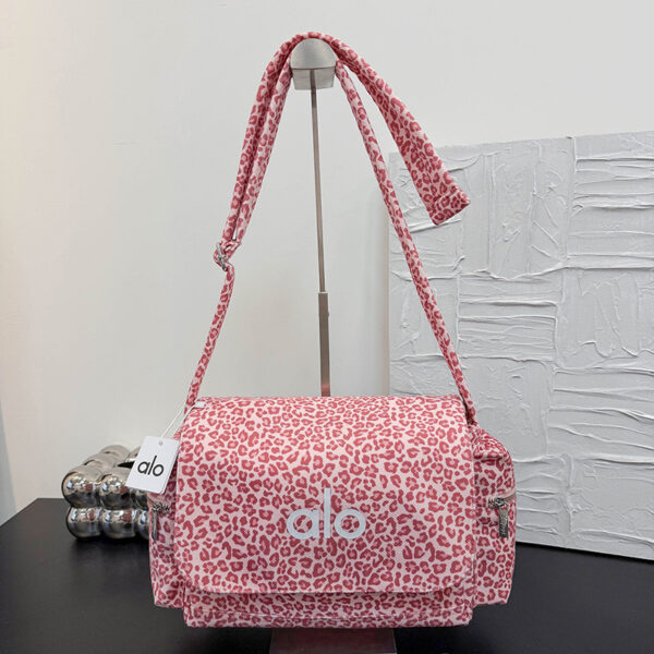 alo leopard Print Messenger bag for women, American retro casual schoolbag, canvas single-shoulder crossbody bag